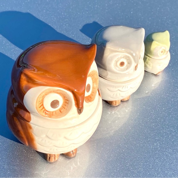 Owl Nesting Doll Measuring Cups Ceramic 1 Cup, 1/2 Cup, Tbsp - Picture 1 of 6